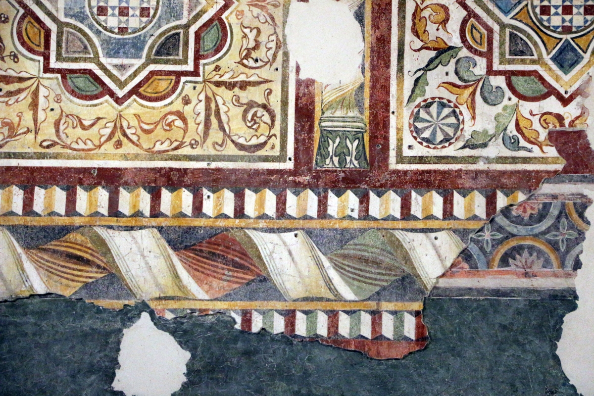 Pomposa, abbazia, refettorio, affreschi giotteschi riminesi del 1316-20, ornati 03 - Sailko