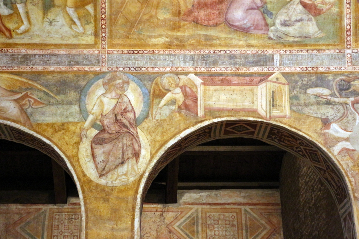 Scuola bolognese, ciclo dell'abbazia di pomposa, 1350 ca., apocalisse, 15 gesù chiama gli angeli 1 - Sailko