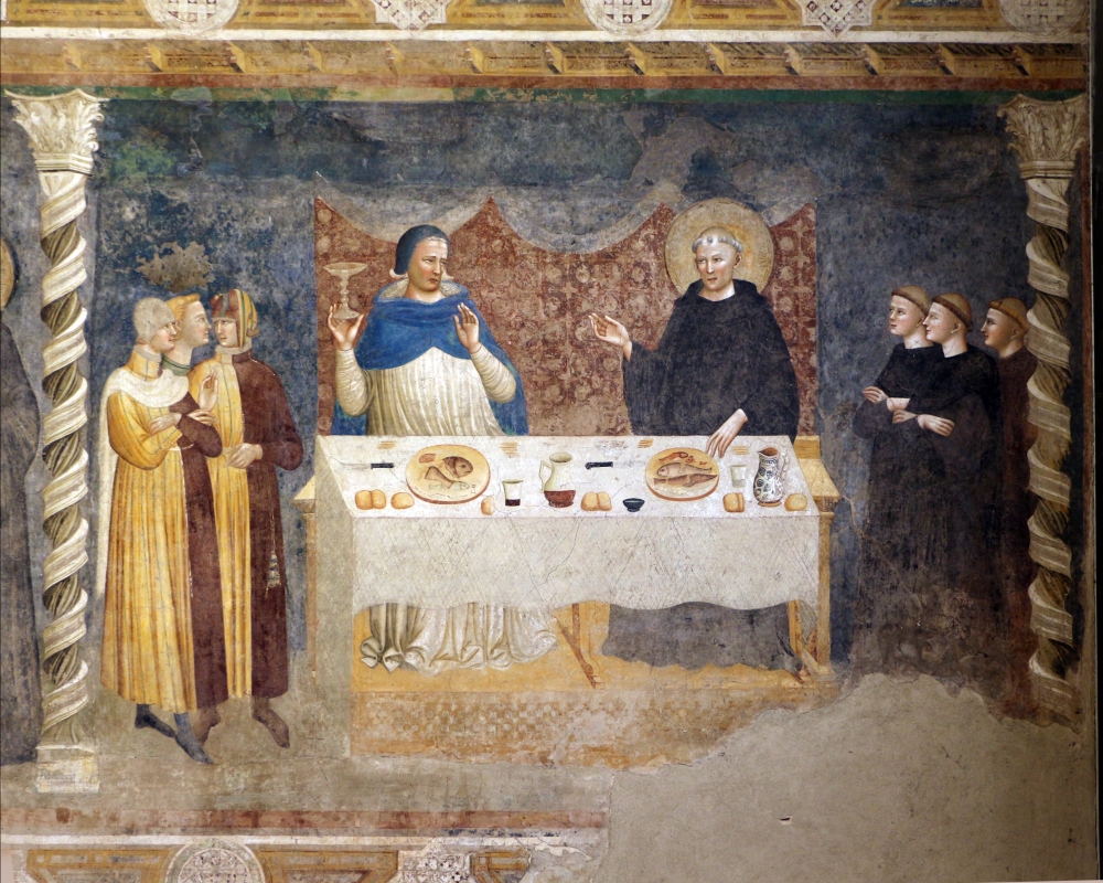 Pomposa, abbazia, refettorio, affreschi giotteschi riminesi del 1316-20, miracolo dell'abate guido strambiati 01 - Sailko