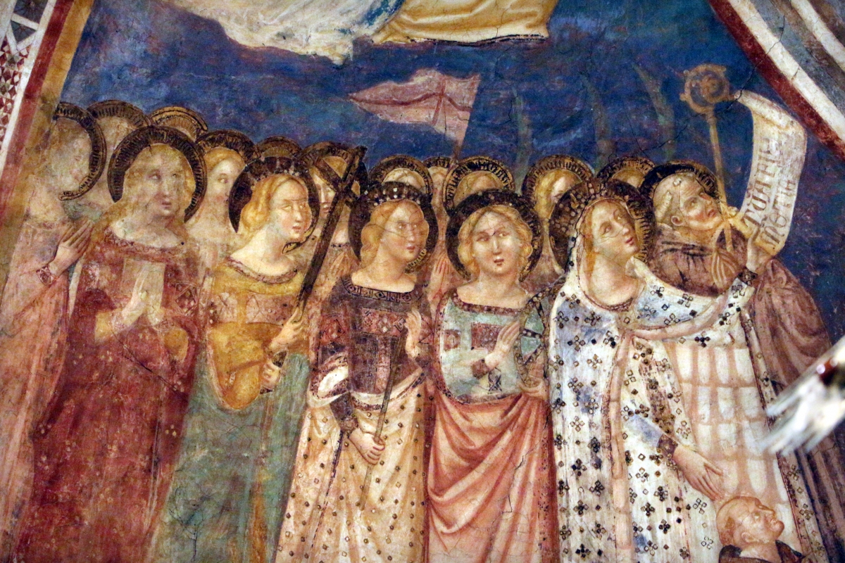 Vitale da bologna e aiuti, cristo in maestà, angeli, santi e storie di s. eustachio, 1351, 06 - Sailko