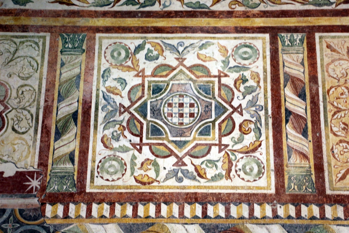 Pomposa, abbazia, refettorio, affreschi giotteschi riminesi del 1316-20, ornati 04 - Sailko