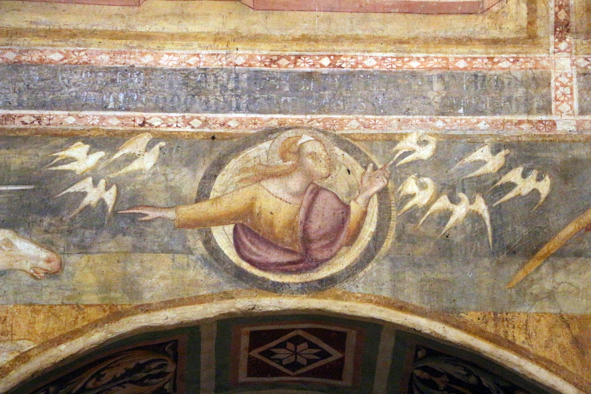 Scuola bolognese, ciclo dell'abbazia di pomposa, 1350 ca., apocalisse, 18 sette uccelli 2 - Sailko