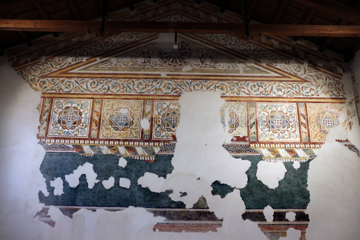 Pomposa, abbazia, refettorio, affreschi giotteschi riminesi del 1316-20, ornati 01 - Sailko