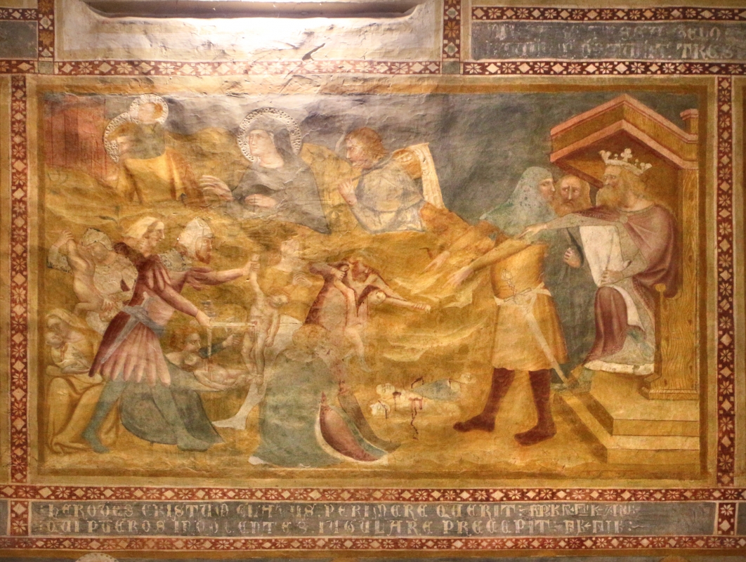 Scuola bolognese, ciclo dell'abbazia di pomposa, 1350 ca., nuovo testamento, 04 strage degli innocenti e fuga in egitto 1 - Sailko