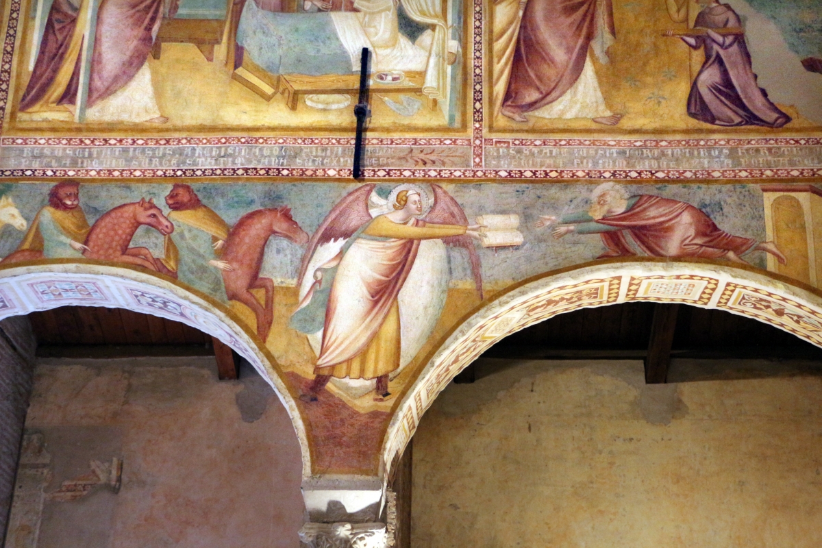 Scuola bolognese, ciclo dell'abbazia di pomposa, 1350 ca., apocalisse, 07 consegna del libro 1 - Sailko
