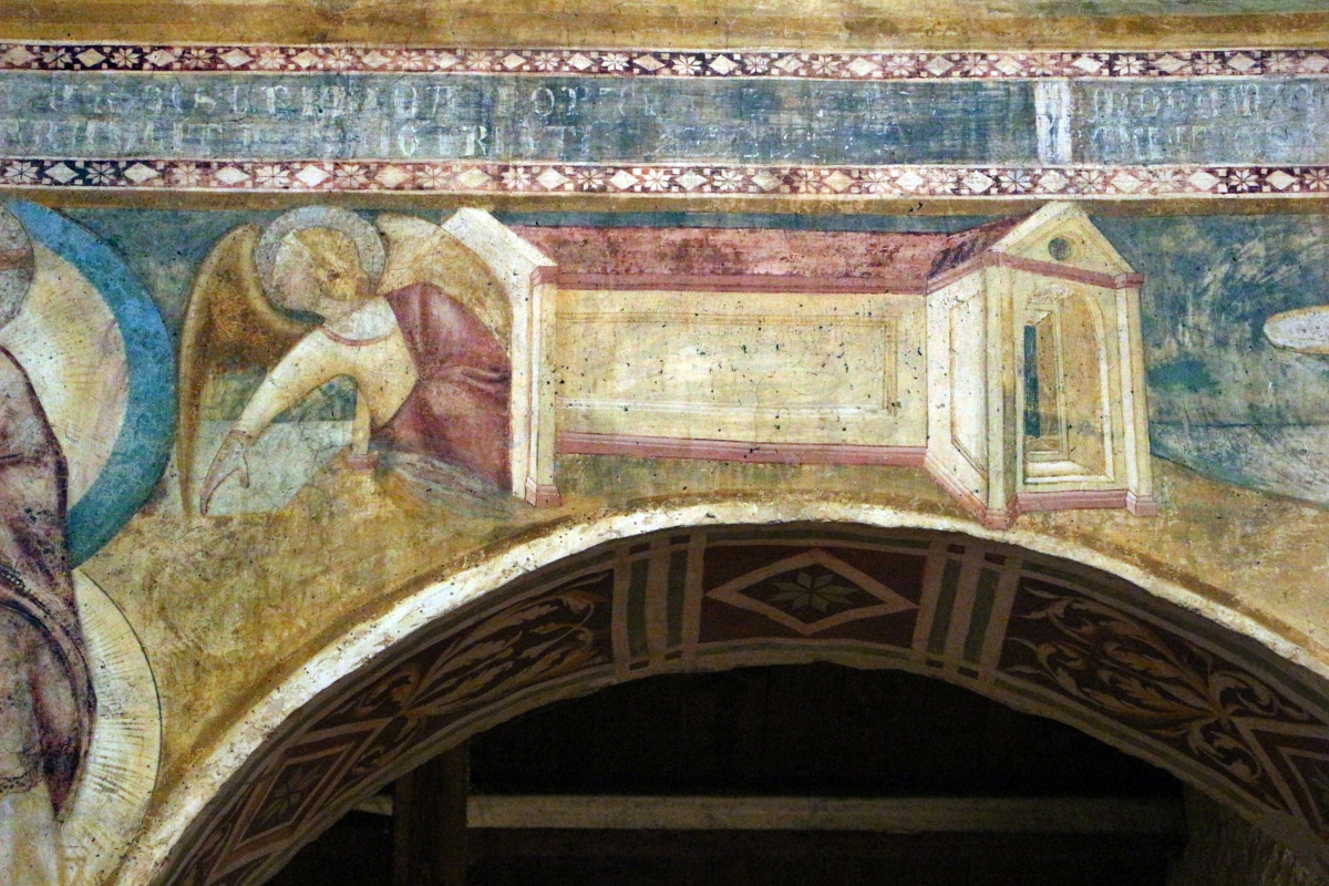 Scuola bolognese, ciclo dell'abbazia di pomposa, 1350 ca., apocalisse, 15 gesù chiama gli angeli 2 tempio - Sailko