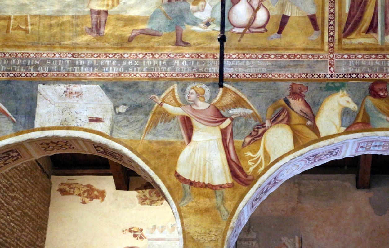 Scuola bolognese, ciclo dell'abbazia di pomposa, 1350 ca., apocalisse, 05,1 angeli 3 - Sailko