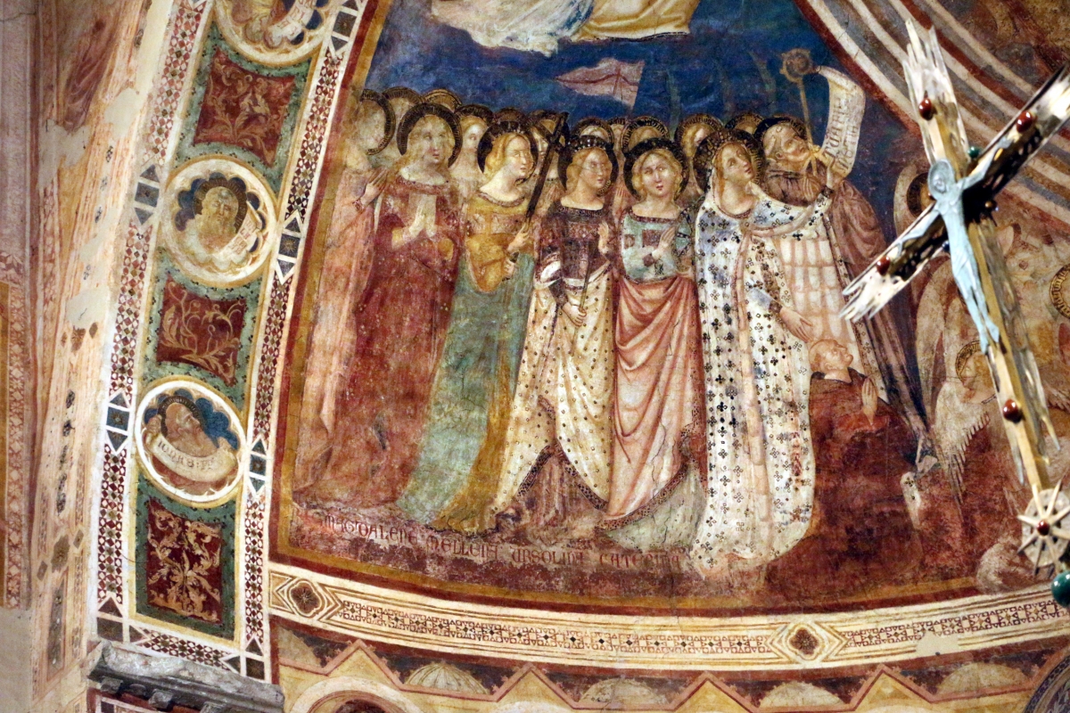Vitale da bologna e aiuti, cristo in maestà, angeli, santi e storie di s. eustachio, 1351, 05 - Sailko