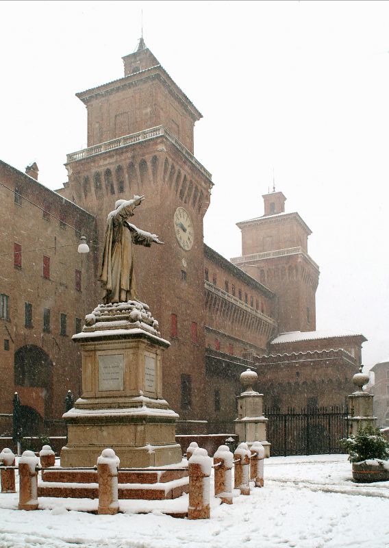Piazza Savonarola con la neve - baraldi
