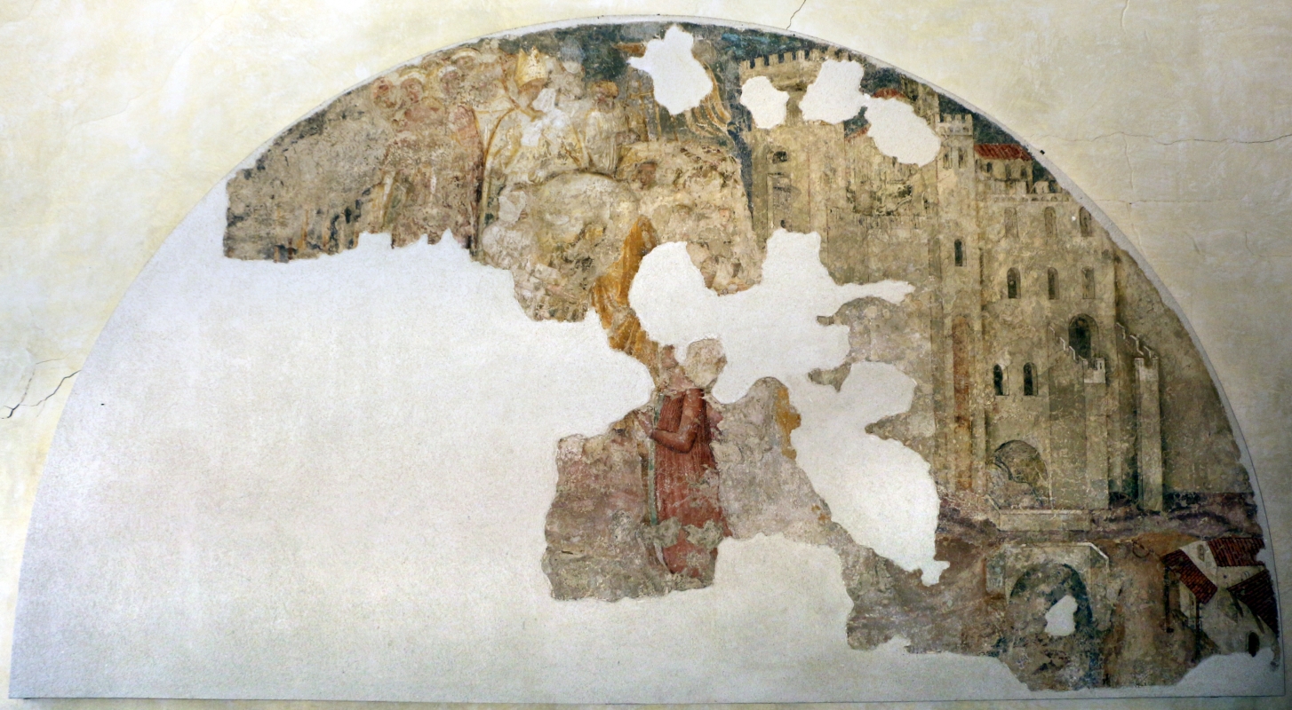 Artista bolognese o veneto, castello con mura merlate, 1350-1400 ca., da sacello del campanile di s. stefano, ferrara 01 - Sailko