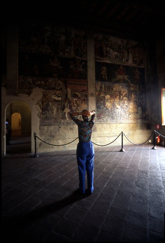 Palazzo Schifanoia. Salone dei Mesi, parete est con visitatrice - zappaterra