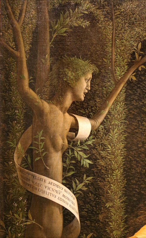 Andrea mantegna, minerva scaccia i vizi dal giardino delle virtù, 1497-1502 ca. (louvre) 09 - Sailko
