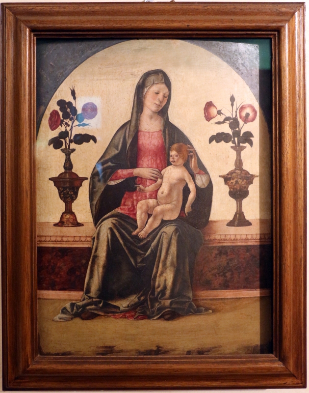 Ercole de' roberti, madonna col bambino tra due vasi di rose, 01 - Sailko