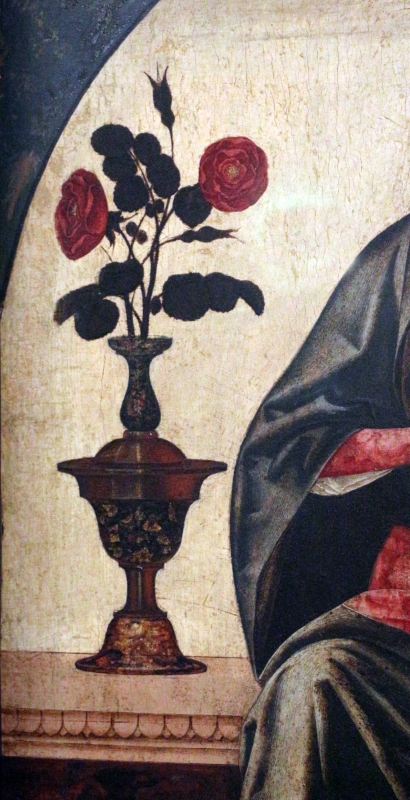 Ercole de' roberti, madonna col bambino tra due vasi di rose, 02 - Sailko