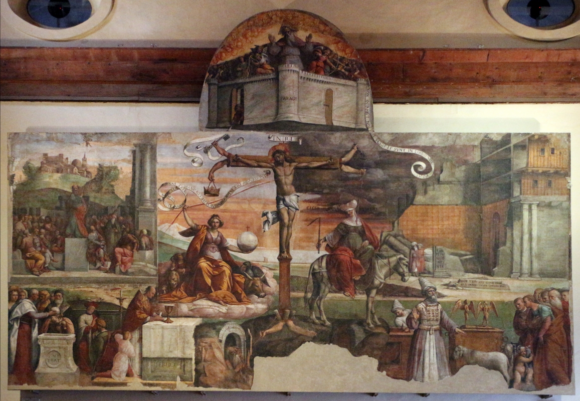 Garofalo, allegoria dell'antico e nuovo testamento con trionfo della chiesa sulla sinagoga, 1523, da s. andrea a ferrara 01 - Sailko