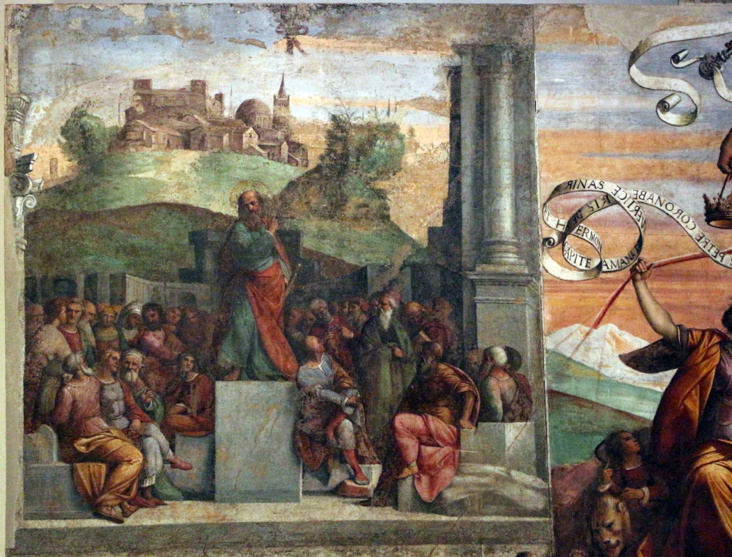 Garofalo, allegoria dell'antico e nuovo testamento con trionfo della chiesa sulla sinagoga, 1523, da s. andrea a ferrara 03 - Sailko