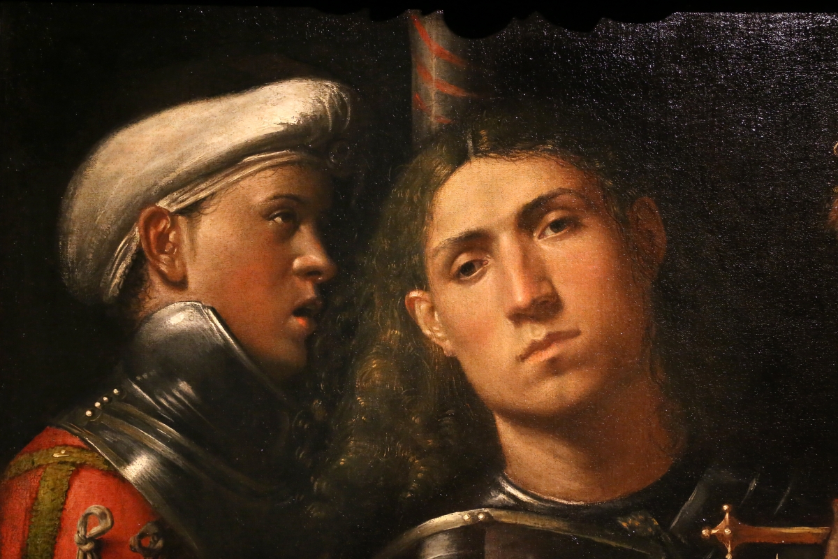 Giorgione, ritratto di guerriero con uno scudiero, detto il gattamelata, 1501 ca. (uffizi) 02 - Sailko
