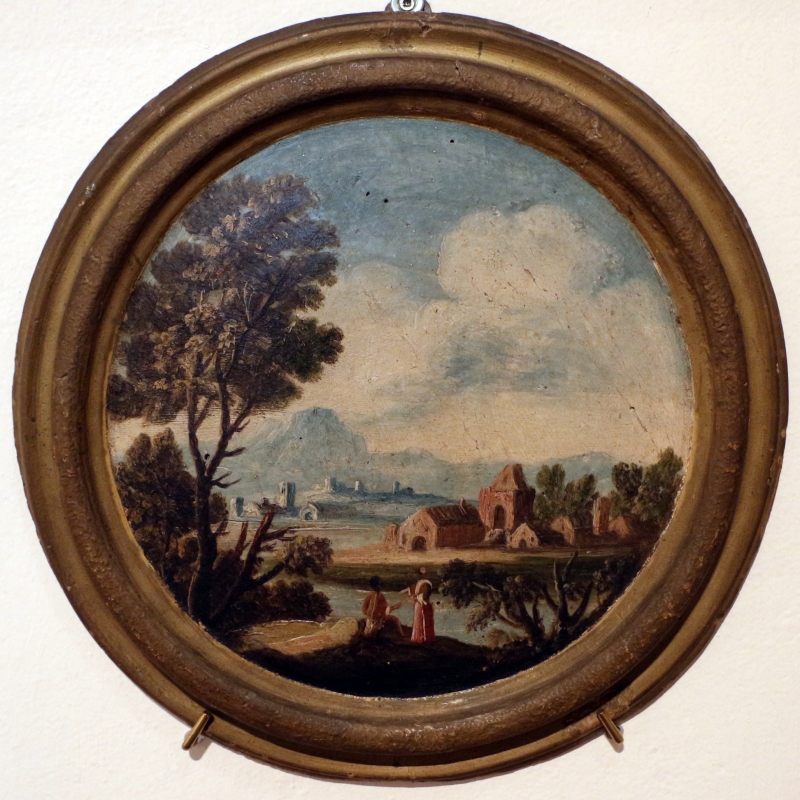 Giuseppe zola (scuola), paesaggio con due donne, 1700-40 ca - Sailko