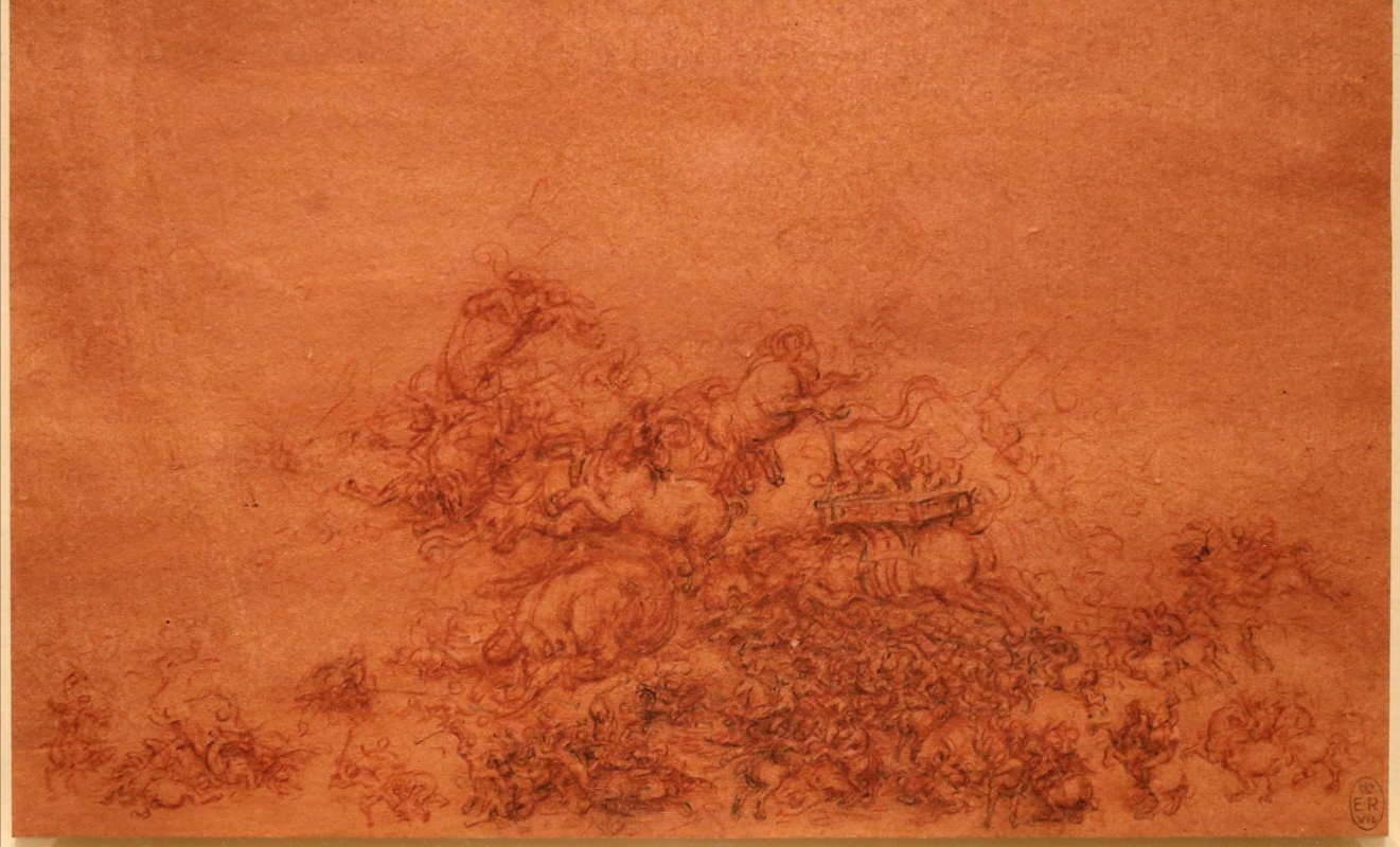 Leonardo da vinci, battaglia fantastica con cavalli, 1515-18 ca. (royal collections) 02 - Sailko