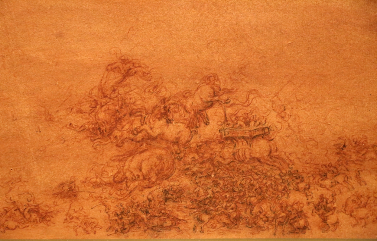 Leonardo da vinci, battaglia fantastica con cavalli, 1515-18 ca. (royal collections) 03 - Sailko