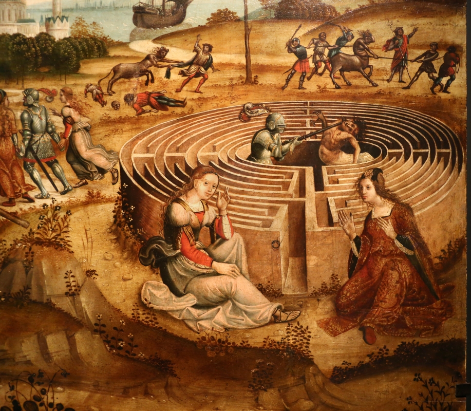 Maestro dei cassoni campana, teseo e il minotauro, 1510-15 ca. (avignone, petit palais) 10 labirinto - Sailko