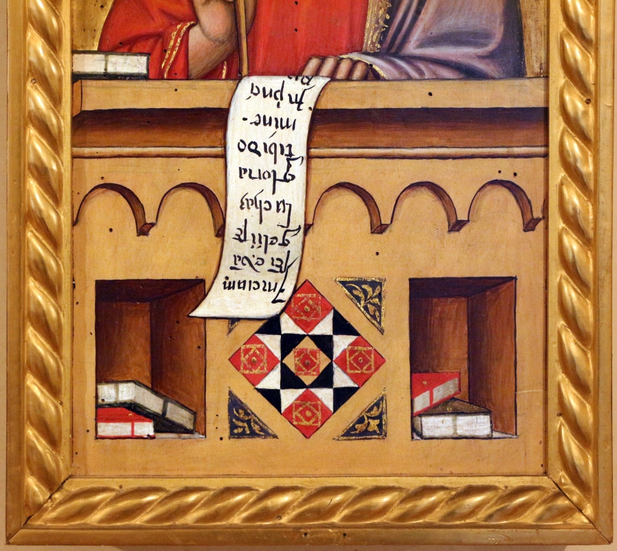 Maestro ferrarese, quattro evangelisti e san maurelio, 1390 ca. 12 luca, libri - Sailko