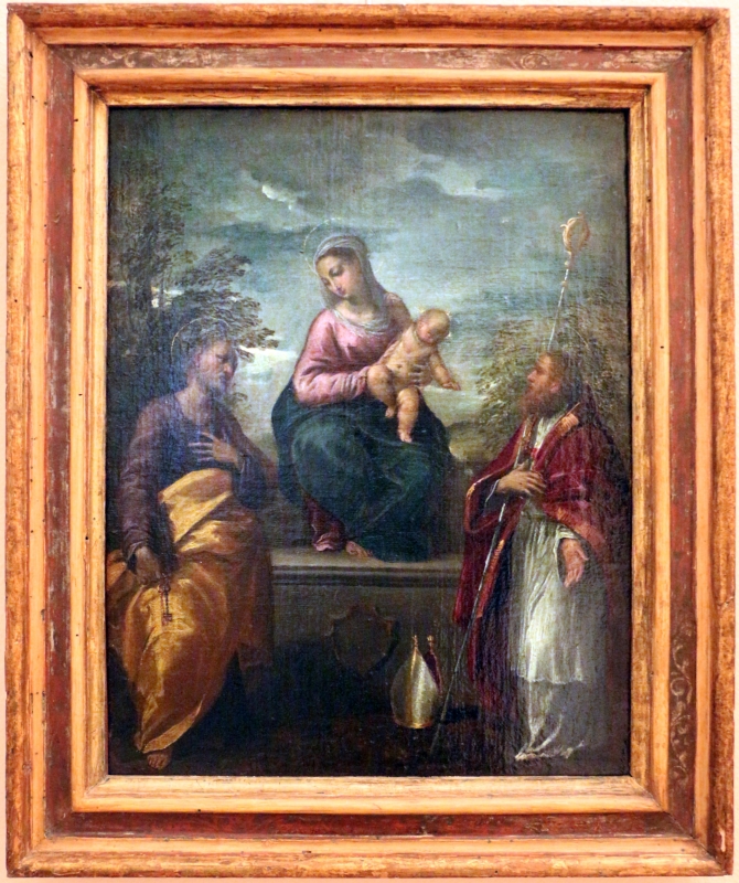 Scarsellino, madonna col bambino, san pietro e un santo vescovo - Sailko