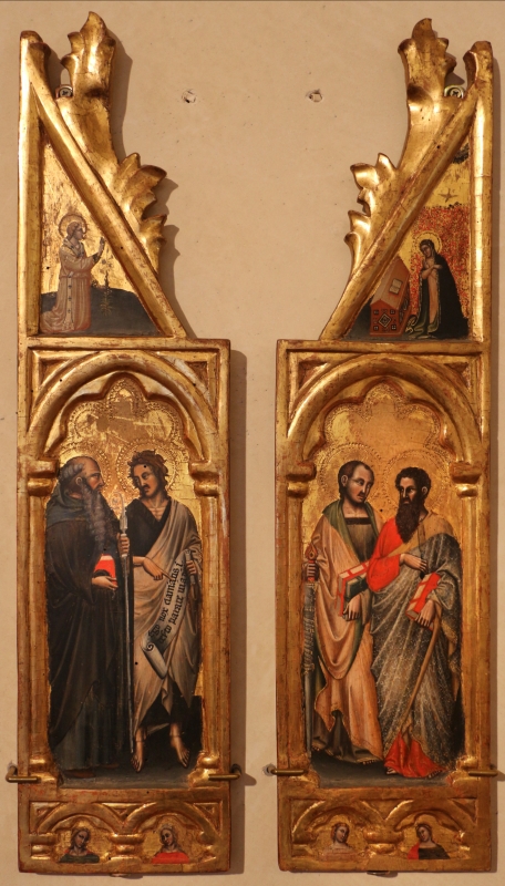 Simone dei crocifissi (attr.), sportelli con annunciazione e quattro santi, 1355-90 ca. 01 - Sailko
