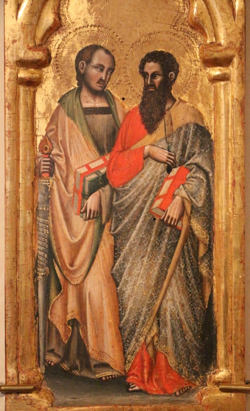 Simone dei crocifissi (attr.), sportelli con annunciazione e quattro santi, 1355-90 ca. 04 antonio abate e il battista - Sailko