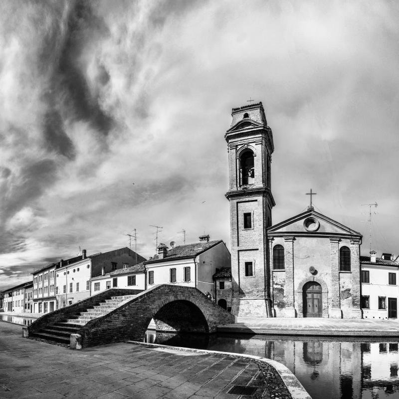 Chiesa e ponte del Carmine in bianco e nero - Vanni Lazzari