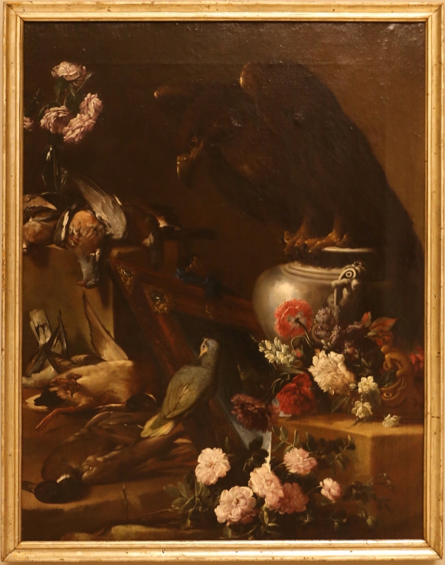 Agostino stringa, natura morta con aquila, pappagallo e fiori, 1690 ca - Sailko