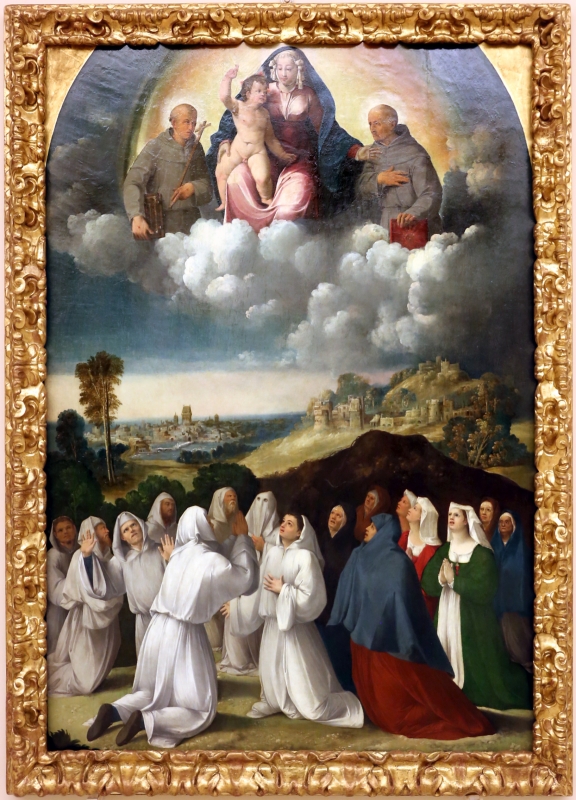 Bottega di dosso e battista dossi, apparizione della madonna col bambino tra i ss. francesco e bernardino ai confratelli della neve, 1530-40 ca. 01 - Sailko