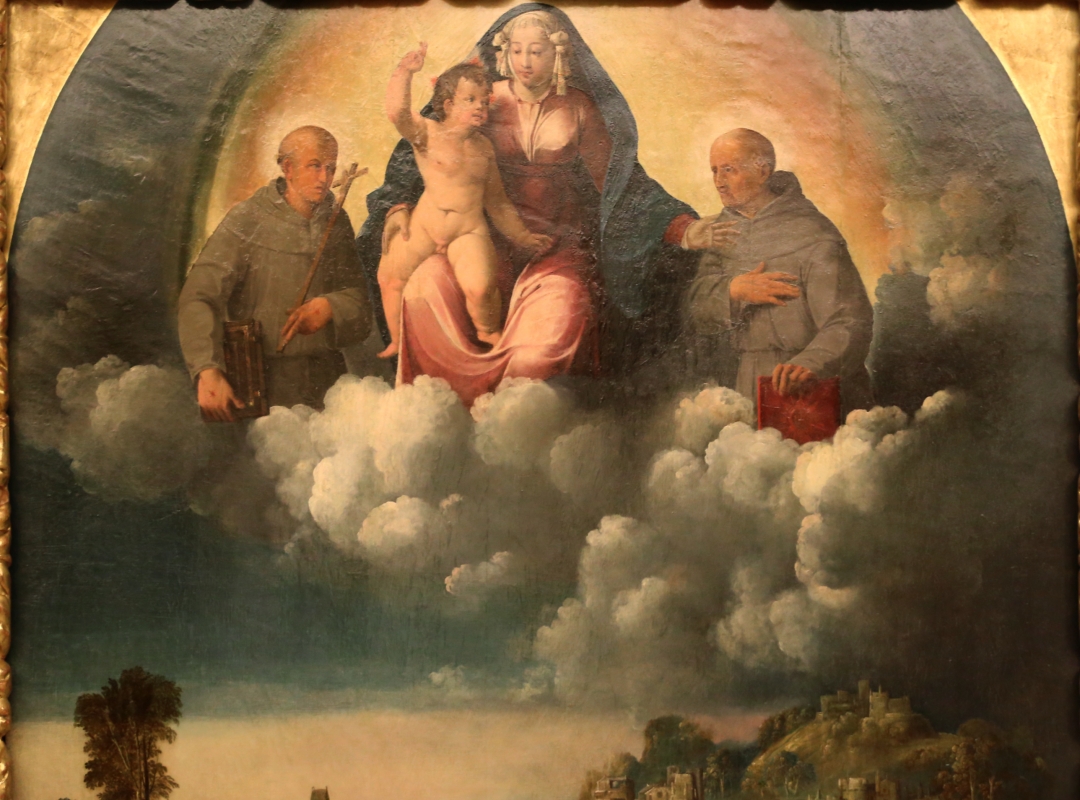 Bottega di dosso e battista dossi, apparizione della madonna col bambino tra i ss. francesco e bernardino ai confratelli della neve, 1530-40 ca. 02 - Sailko