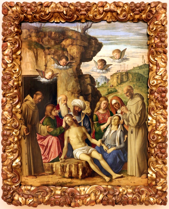 Cima da conegliano, compianto sul cristo morto coi ss. francesco e bernardino, 1502-1505 ca. 01 - Sailko