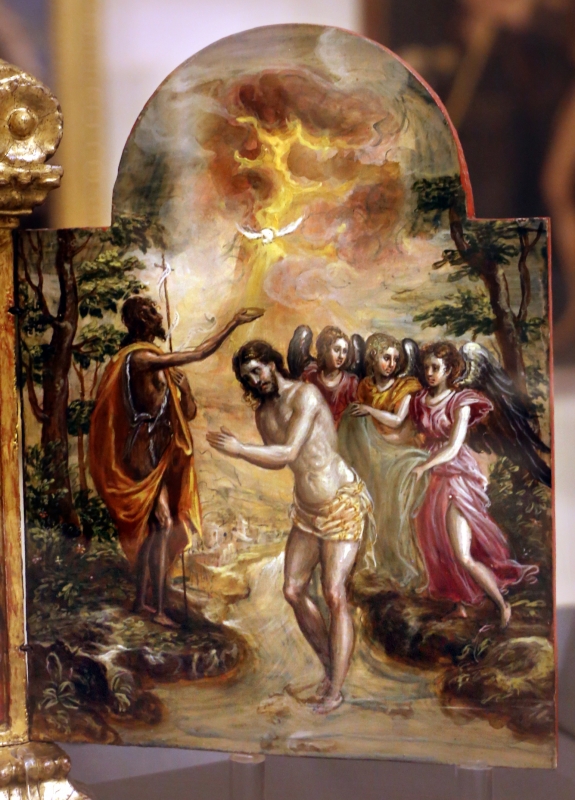 El greco, altarolo portatile, 1567-68, 04 battesimo di cristo - Sailko