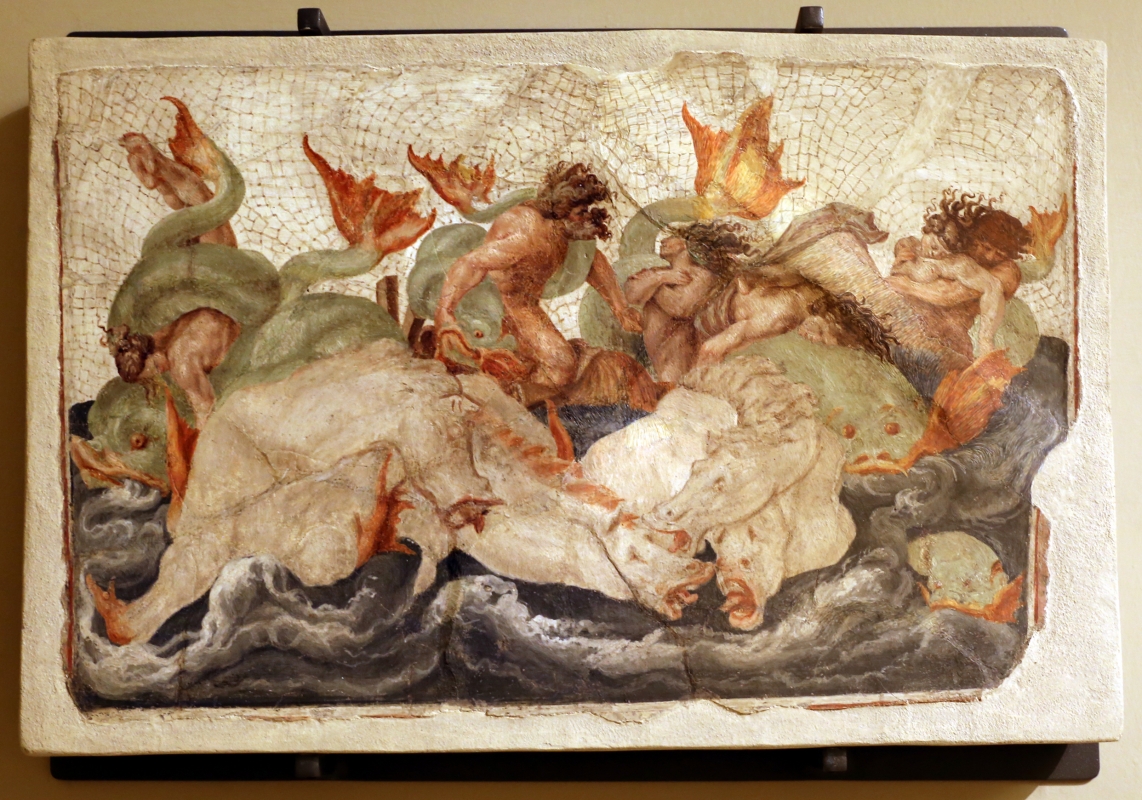 Leolio orsi, frammenti di affreschi dalla rocca di novellara, 1555-56 ca., 05 scena di diluvio con divinità marine - Sailko