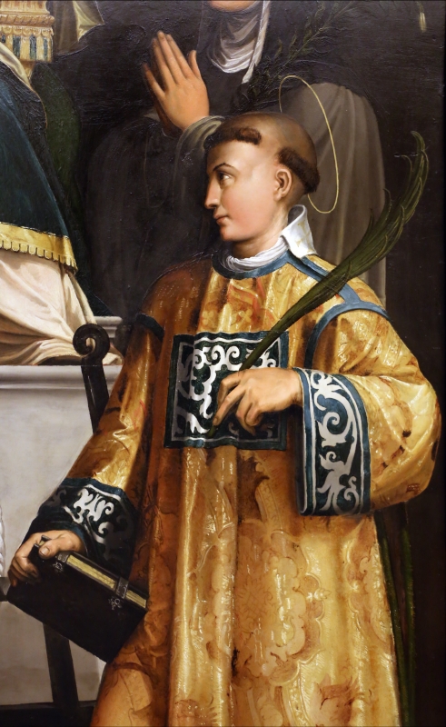 Niccolò dell'abate, madonna in trono col bambino e i ss. francesco, chiara, jacopo e lorenzo, 1540-41 ca. 04 - Sailko