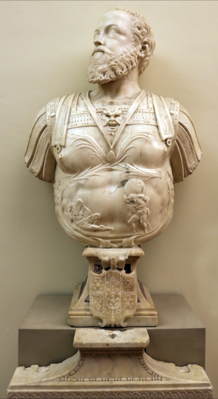 Prospero sogari spani detto il clemente, busto del duca ercole II d'este con base con allegoria della pazienza, 1554, 02 - Sailko