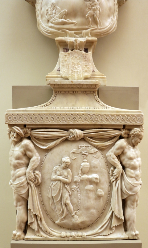 Prospero sogari spani detto il clemente, busto del duca ercole II d'este con base con allegoria della pazienza, 1554, 03 - Sailko