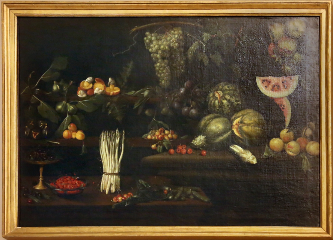 Scuola romana, natura morta con frutta, verdura e funghi, 1610-20 ca - Sailko