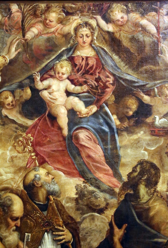 Tintoretto, madonna col bambino coi ss. caterina d'a., scolastica, pietro, agostino, battista e paolo, 1547-49 ca. 02 - Sailko