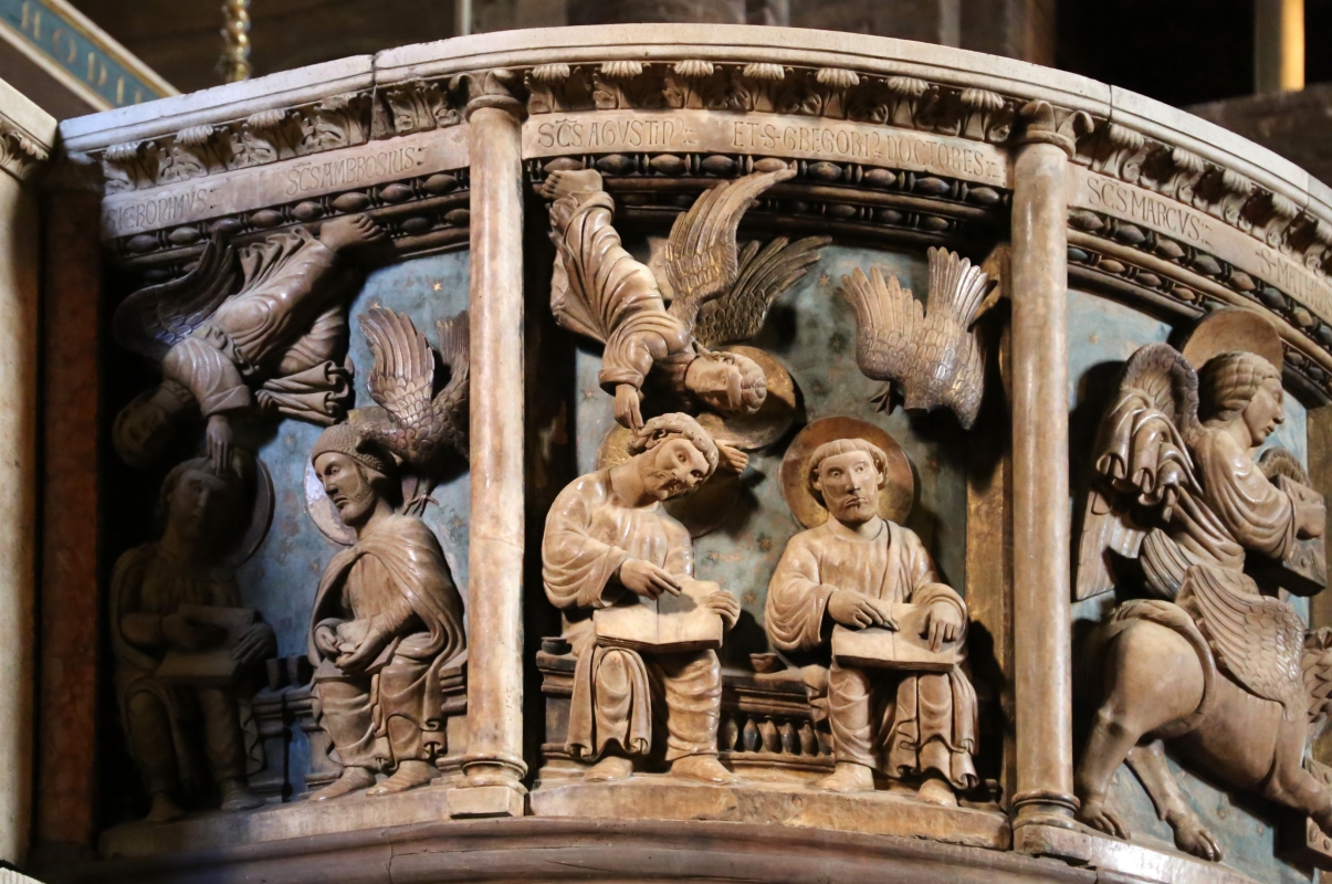 Anselmo da campione e aiuti, pontile del duomo di modena, 1160-80 ca., ambone coi simbolio degli evangelisti del 1208-1225 ca. 01 - Sailko