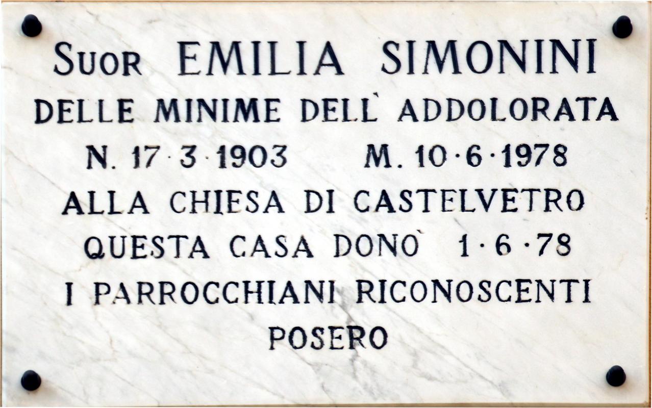 Lapide a Suor Emilia Simonini (Castelvetro di Modena) - Mongolo1984