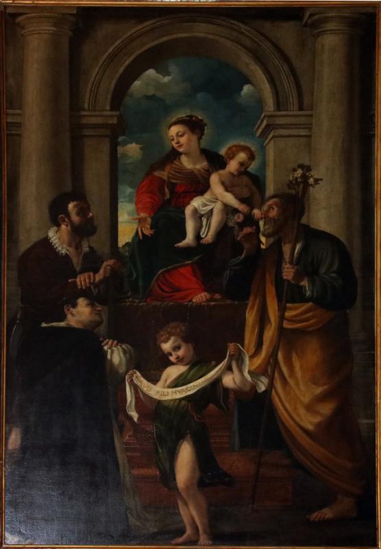 Chiesa dei Santi Senesio e Teopompo (Castelvetro di Modena), Madonna col Bambino in trono fra santi 02 - Mongolo1984