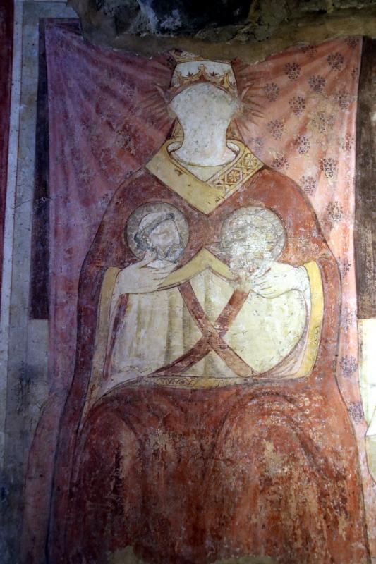 Pieve di San Giorgio (Vigoleno), papa Oniorio III con Ss. Francesco e Domenico - Mongolo1984