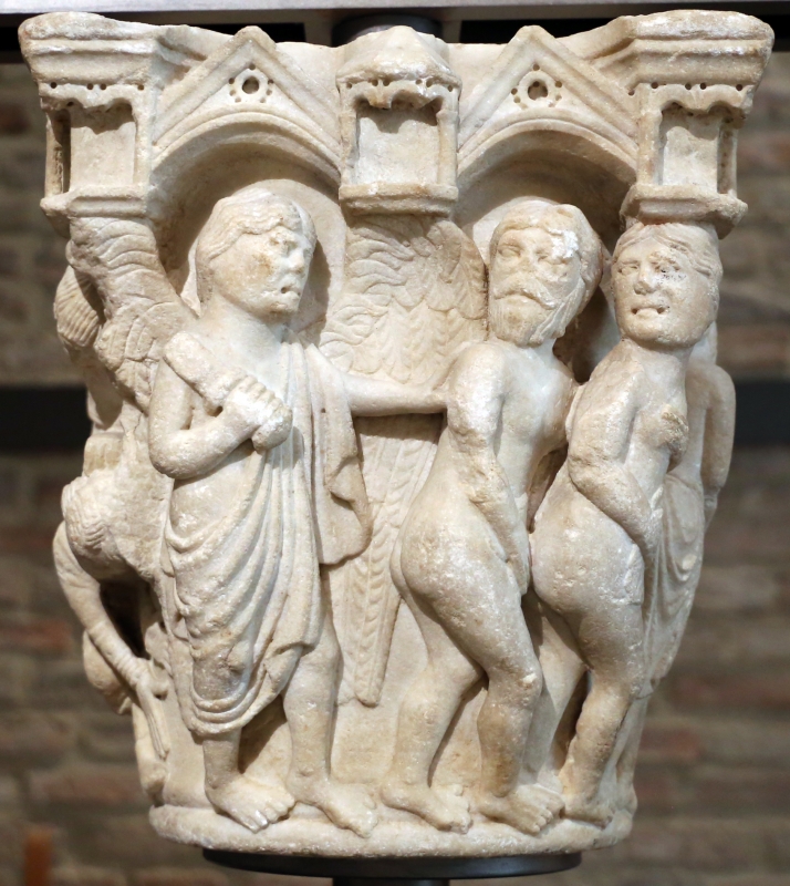 Benedetto antelami, capitello con storie della genesi 02, dal duomo di parma, 1178, cacciata dal paradiso trrestre - Sailko