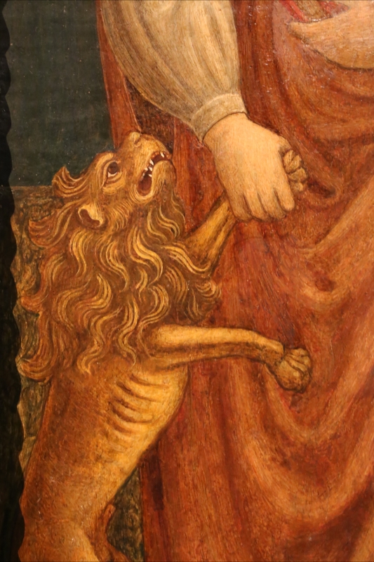 Jacopo loschi, visitazione tra i ss. ilario e girolamo, 1460-70 ca. 02 leone - Sailko
