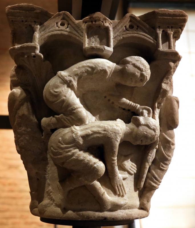 Benedetto antelami, capitello con storie della genesi 02, dal duomo di parma, 1178, caino uccide abele - Sailko
