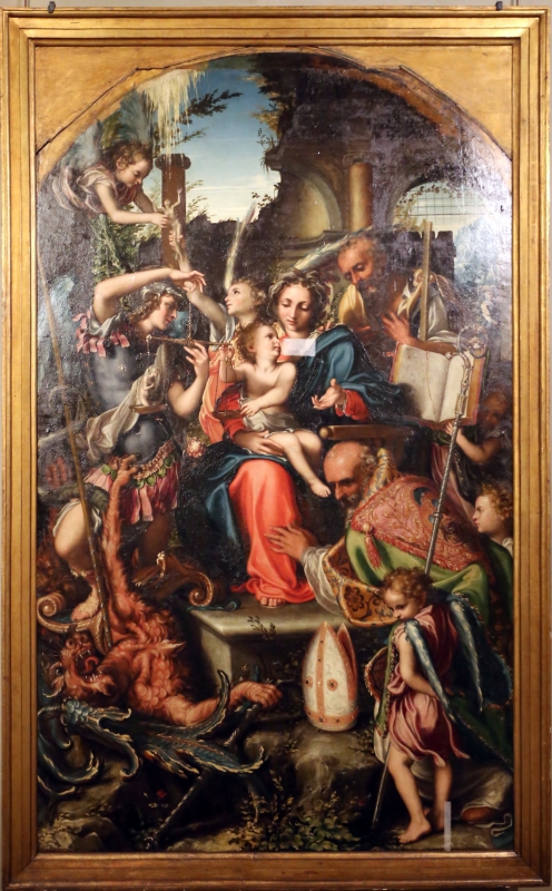 Giorgio gandini del grano, sacra famiglia con santi e angeli, 1534-35, 01 - Sailko