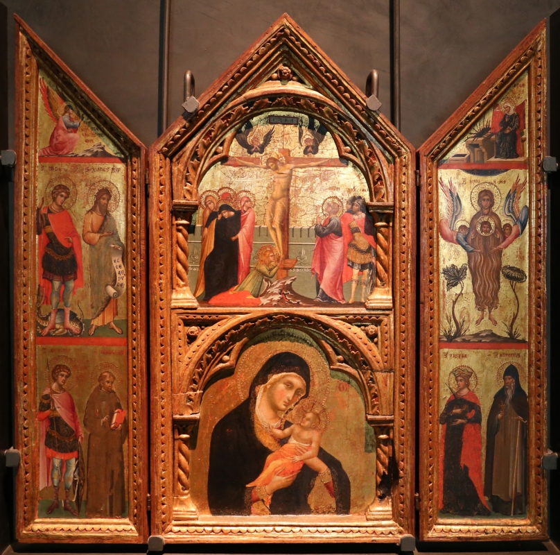 Paolo veneziano, altarolo con crocifissione, annunciazione, madonna col bambinoe santi, 1330-40 ca. 01 - Sailko